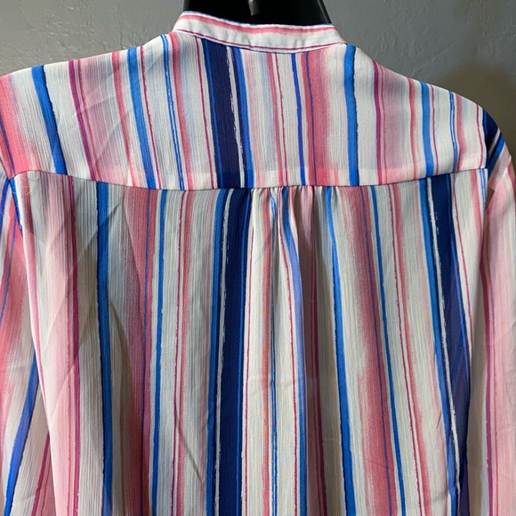 KUT From The Cloth Semi Sheer Jasmine Watercolor Striped Semi Sheer Blouse - Picture 7 of 16